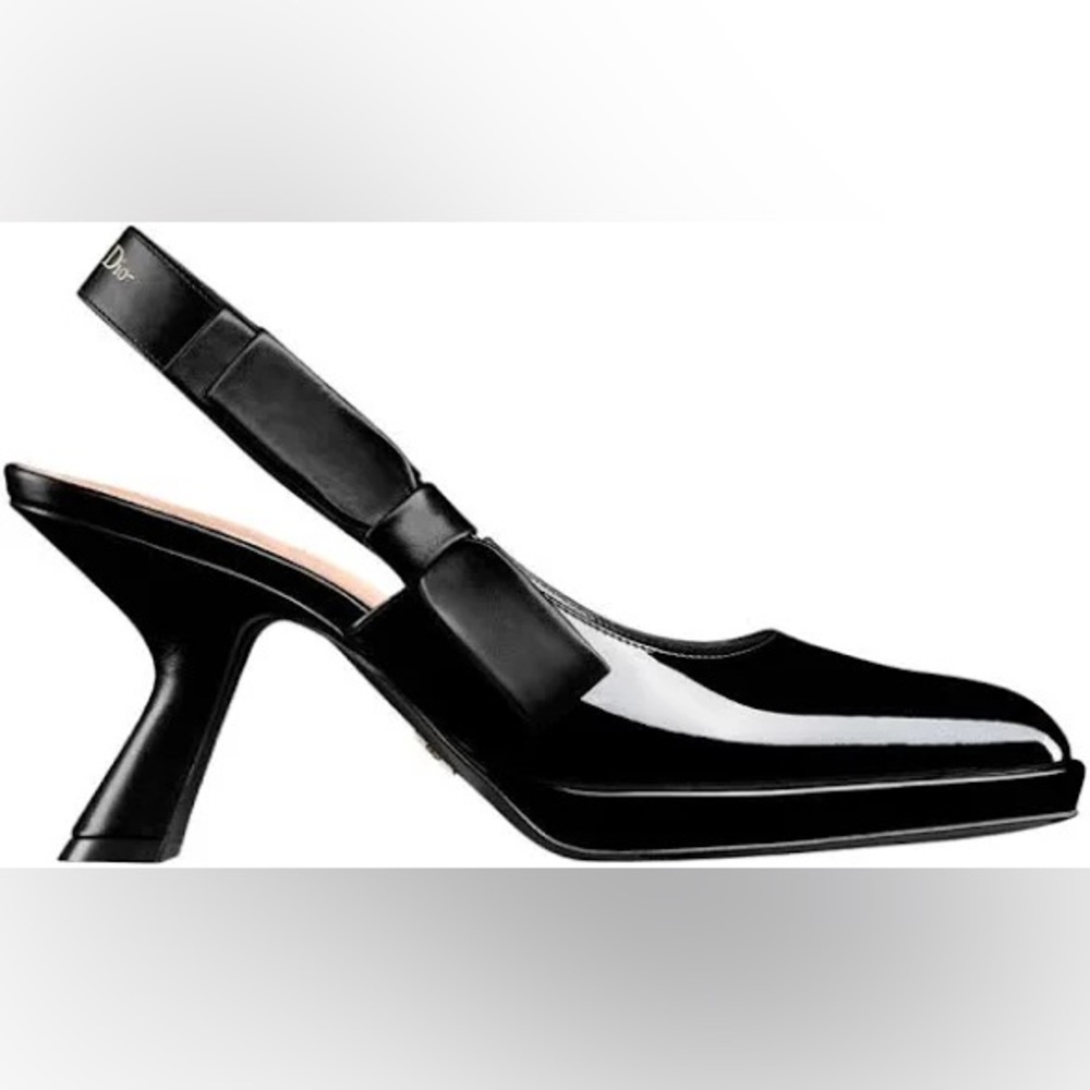 Dior Sweet-D Slingback Pump Black Patent Leather Shiny Calfskin